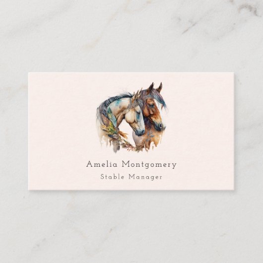 Zwei schöne Pferde Western Boho Visitenkarte (Vorderseite)