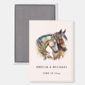 Zwei schöne Pferde Western Hochzeit retten das Dat Magnet (Vorderseite/Rückseite)