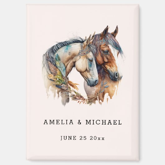 Zwei schöne Pferde Western Hochzeit retten das Dat Magnet (Vorderseite)