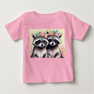 Zwei schöne Racos in Blume Kronen Baby T-shirt