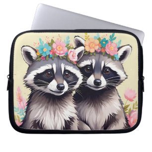 Zwei schöne Racos in Blume Kronen Laptopschutzhülle
