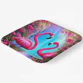 Zwei schöne rosa Flamingos in Liebe Grafik Pappteller (Gewinkelt)