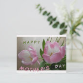 Zwei schöne rosa Tulips Muttertag Postkarte (Stehend Vorderseite)