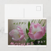 Zwei schöne rosa Tulips Muttertag Postkarte (Vorne/Hinten)