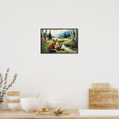 Zwei schöne rote Füchse stehen Poster (Küche)