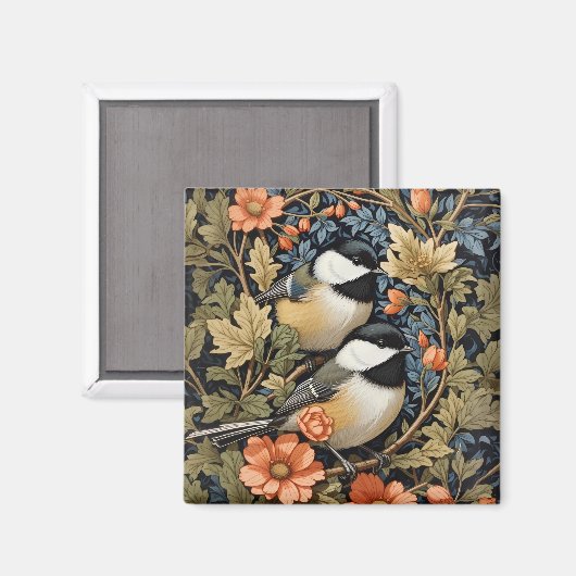 Zwei schöne schwarz gekappte Chickadees Magnet (Vorderseite/Rückseite)