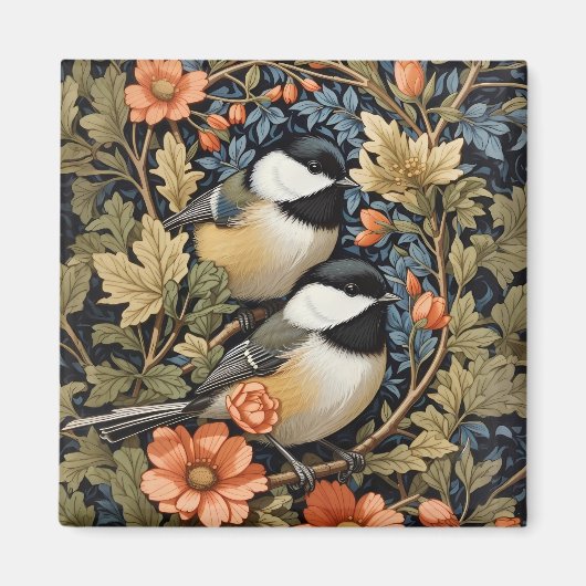 Zwei schöne schwarz gekappte Chickadees Magnet (Vorne)