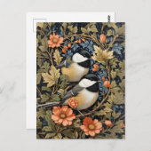 Zwei schöne schwarz gekappte Chickadees Postkarte (Vorne/Hinten)