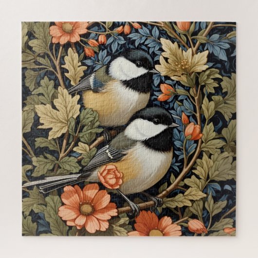 Zwei schöne schwarz gekappte Chickadees Puzzle (Vertikal)