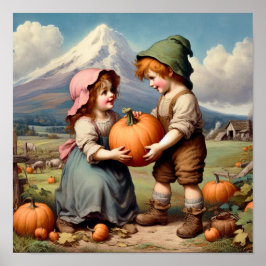 Zwei schöne Vintage Munchkins in einem Pumpkin-Pat Poster