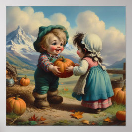 Zwei schöne Vintage Munchkins in einem Pumpkin-Pat Poster