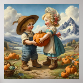 Zwei schöne Vintage Munchkins in einem Pumpkin-Pat Poster