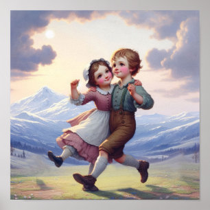 Zwei schöne Vintage Munchkins-Tänze Poster