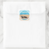 Zwei Schotten am Strand Quadratischer Aufkleber (Tasche)