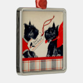 Zwei schottische Hunde, Black Scottish Terrier Orn Silbernes Ornament (Rechts)