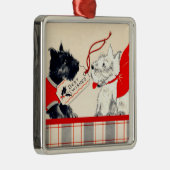 Zwei schottische Hunde, schwarz und weiß Ornament Aus Metall (Rechts)