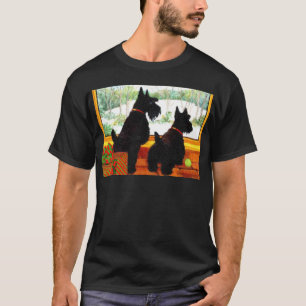 Zwei schottische Hunde Wartete für den Weihnachts T-Shirt