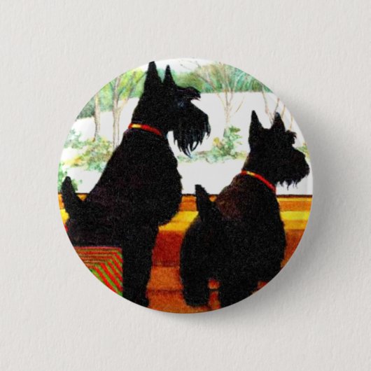Zwei schottische Hunde zu Weihnachten Button (Vorderseite)