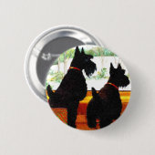 Zwei schottische Hunde zu Weihnachten Button (Vorne & Hinten)