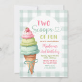 Zwei Schüsseln Eiscreme Bow 2. Geburtstag Einladung (Vorderseite)