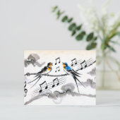 Zwei Schwalben singen auf einer Power-Linie auf Ch Postkarte (Stehend Vorderseite)