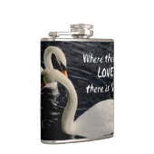 Zwei Schwäne am See Flachmann (Rechts)