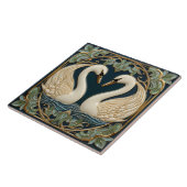 Zwei Schwäne am See Jugendstil Inspirierte Wohnges Fliese (Seite)