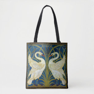 Zwei Schwäne Art Deco Tote Tasche