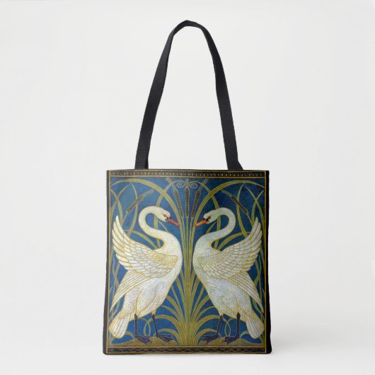 Zwei Schwäne Art Deco Tote Tasche (Vorderseite)