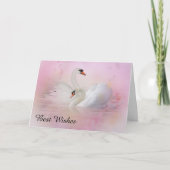 Zwei Schwäne auf rosa Hintergrundhochzeit Karte (Vorderseite)