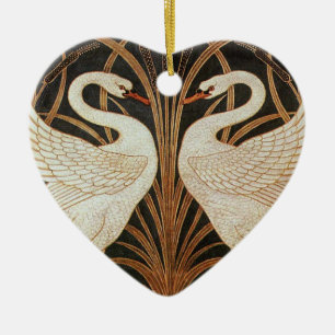 Zwei Schwäne durch Vintage Illustration Keramik Ornament