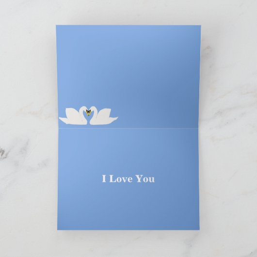 Zwei Schwäne in der Pose des klassischen Herzens Karte (Innenseite)