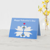 Zwei Schwäne in der Pose des klassischen Herzens Karte (Gelbe Blume)