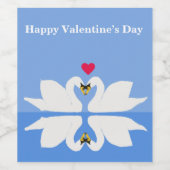 Zwei Schwäne in der Pose des klassischen Herzens V Weinetikett (Einzelnes Label)