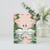 Zwei Schwäne in Herzform Postkarte (Stehend Vorderseite)