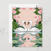 Zwei Schwäne in Herzform Postkarte (Vorne/Hinten)