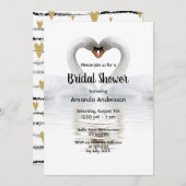 Zwei Schwäne in Liebe, weiße Brautdusche Einladung (Vorne/Hinten)