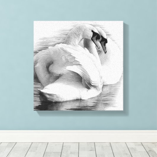 Zwei Schwäne Leinwanddruck (Insitu (Holzboden))