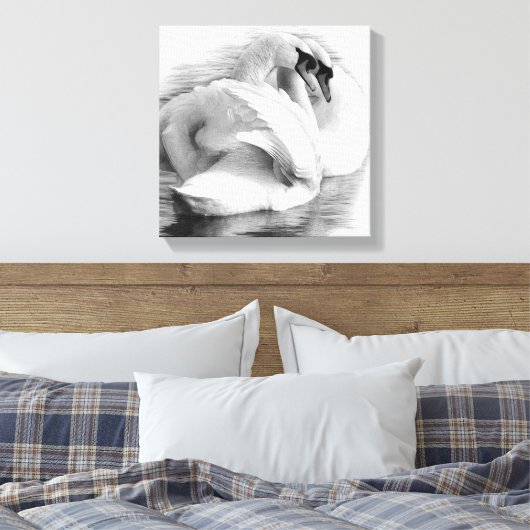 Zwei Schwäne Leinwanddruck (Insitu (Schlafzimmer))