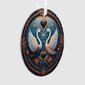Zwei Schwäne mit Blumendesign und Zierdesign Ornament (Vorderseite)