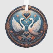 Zwei Schwäne mit Blumendesign und Zierdesign Ornament (Rückseite)