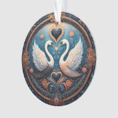 Zwei Schwäne mit Blumendesign und Zierdesign Ornament (Vorderseite)
