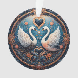 Zwei Schwäne mit Blumendesign und Zierdesign Ornament