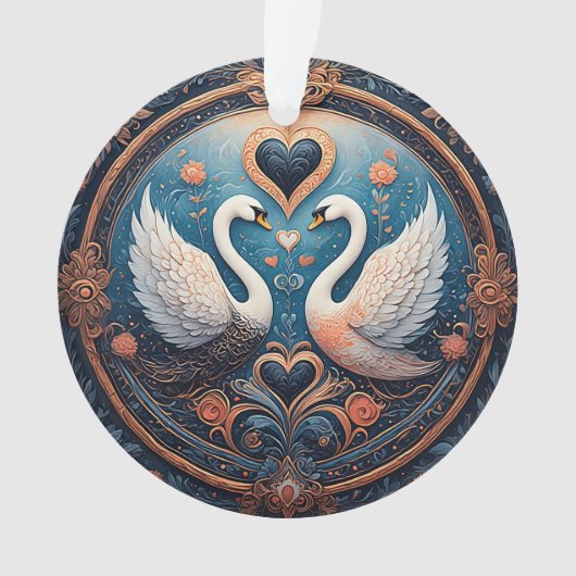 Zwei Schwäne mit Blumendesign und Zierdesign Ornament (Vorderseite)
