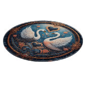 Zwei Schwäne mit Blumendesign und Zierdesign Schneidebrett (Ecke)