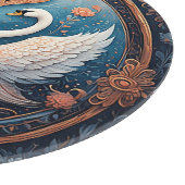 Zwei Schwäne mit Blumendesign und Zierdesign Schneidebrett (Ecke)