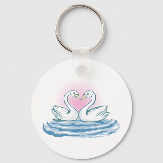 Zwei Schwäne schwimmen Schlüsselanhänger (Vorderseite)