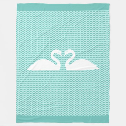 Zwei Schwäne und gewelltes Muster Fleecedecke (Vorderseite)