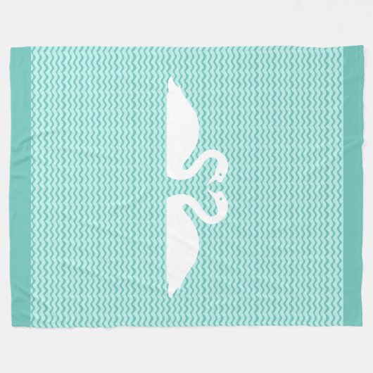Zwei Schwäne und gewelltes Muster Fleecedecke (Vorderseite (Horizontal))
