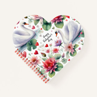 Zwei Schwäne zum Valentinstag Notizblock
